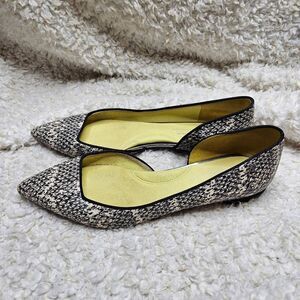Kenneth‎ Cole New York Snakeskin Pattern Leather Pointed Toe D'orsay Flats sz 7